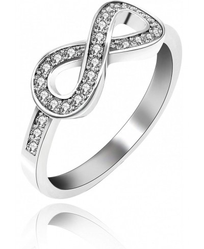 Women's Platinum Plated Cubic Zirconia Infinity Knot Wedding Band Ring (Size 6 7 8 9) Y001 $10.01 Engagement Rings