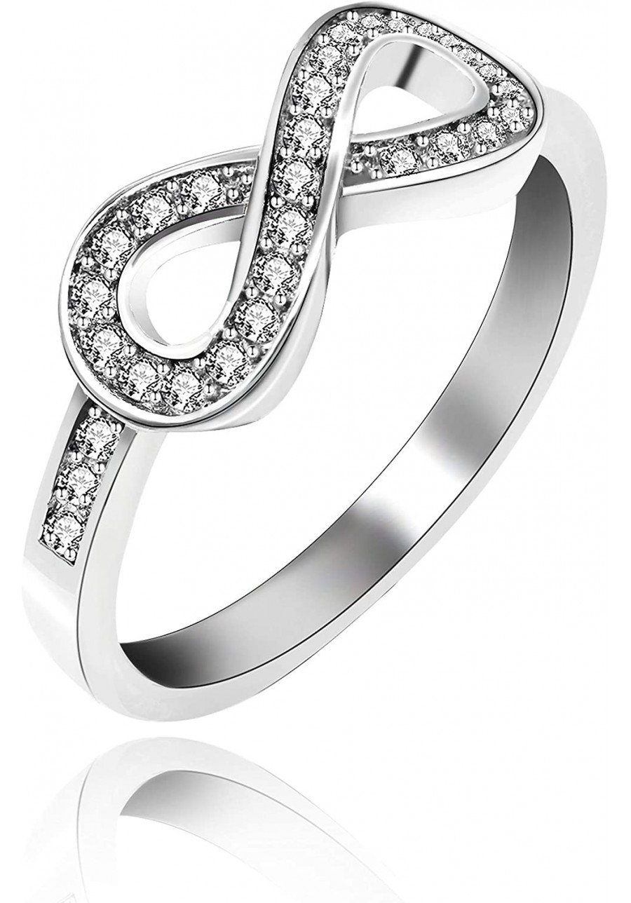 Women's Platinum Plated Cubic Zirconia Infinity Knot Wedding Band Ring (Size 6 7 8 9) Y001 $10.01 Engagement Rings