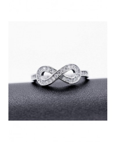 Women's Platinum Plated Cubic Zirconia Infinity Knot Wedding Band Ring (Size 6 7 8 9) Y001 $10.01 Engagement Rings