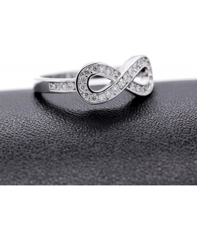 Women's Platinum Plated Cubic Zirconia Infinity Knot Wedding Band Ring (Size 6 7 8 9) Y001 $10.01 Engagement Rings