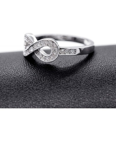 Women's Platinum Plated Cubic Zirconia Infinity Knot Wedding Band Ring (Size 6 7 8 9) Y001 $10.01 Engagement Rings