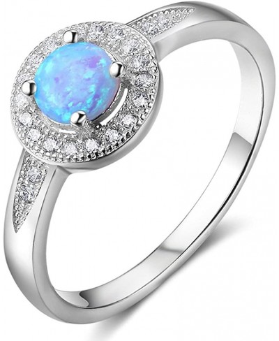 Blue Opal 925 Sterling Silver Engagement Wedding Band Rings for Women with Cz Halo $14.67 Bands