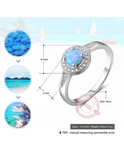 Blue Opal 925 Sterling Silver Engagement Wedding Band Rings for Women with Cz Halo $14.67 Bands