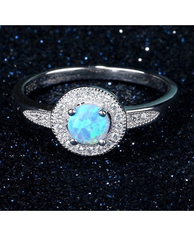 Blue Opal 925 Sterling Silver Engagement Wedding Band Rings for Women with Cz Halo $14.67 Bands