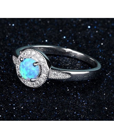 Blue Opal 925 Sterling Silver Engagement Wedding Band Rings for Women with Cz Halo $14.67 Bands