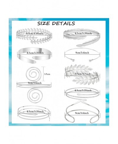 9 Pieces Arm Cuff Upper Arm Band Cuff Bracelet Bangle for Women Silver Gold Adjustable Armband Set Snake Open Minimalist Gree...