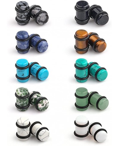 10 Pairs Set Natural Mixed Stone Saddle Ear Plugs Stretcher Expander Tunnels Gauges Piercing Jewelry with O-Rings 2g-12mm $19...