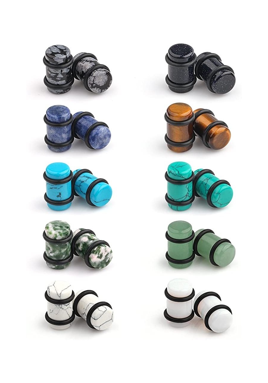 10 Pairs Set Natural Mixed Stone Saddle Ear Plugs Stretcher Expander Tunnels Gauges Piercing Jewelry with O-Rings 2g-12mm $19...