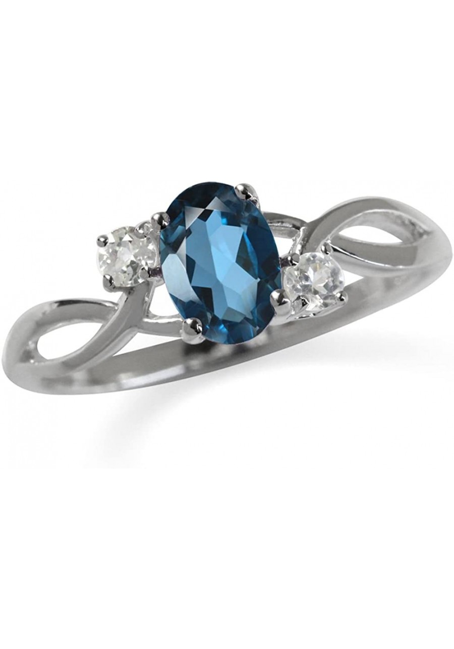 Genuine London Blue Topaz White Gold Plated 925 Sterling Silver Engagement Ring Size 9 $18.16 Engagement Rings