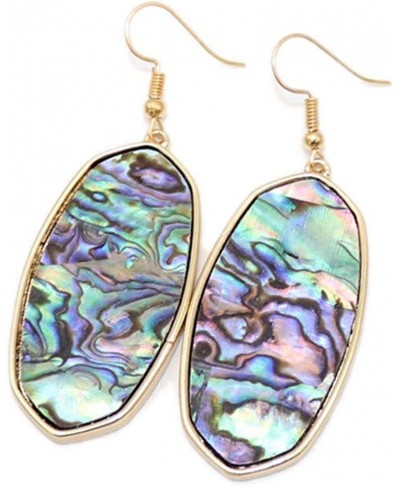 Natural Gemstone Turquoise Oval Abalone Shells Hook Earrings Women's Fashion Water Drop Ear Pendant Dangle Earrings $9.37 Dro...