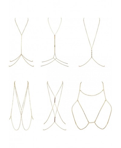 6Pcs Fashion Body Chain Bra Crossover Sexy Body Jewelry Bikini Chains Necklace for Women Summer Beach Party Body Accessories ...