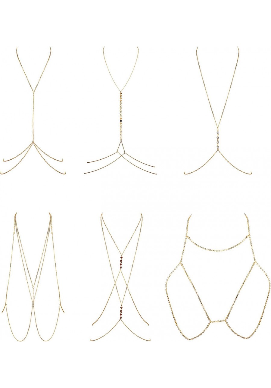 6Pcs Fashion Body Chain Bra Crossover Sexy Body Jewelry Bikini Chains Necklace for Women Summer Beach Party Body Accessories ...