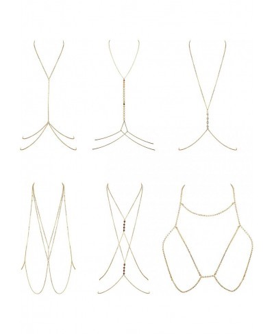 6Pcs Fashion Body Chain Bra Crossover Sexy Body Jewelry Bikini Chains Necklace for Women Summer Beach Party Body Accessories ...