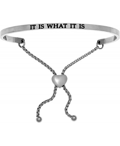 Stainless Steel IT is What IT is Diamond Accent Adjustable Bracelet $54.06 Cuff