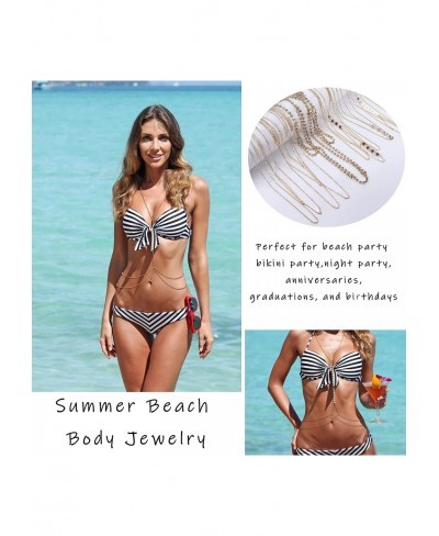 6Pcs Fashion Body Chain Bra Crossover Sexy Body Jewelry Bikini Chains Necklace for Women Summer Beach Party Body Accessories ...