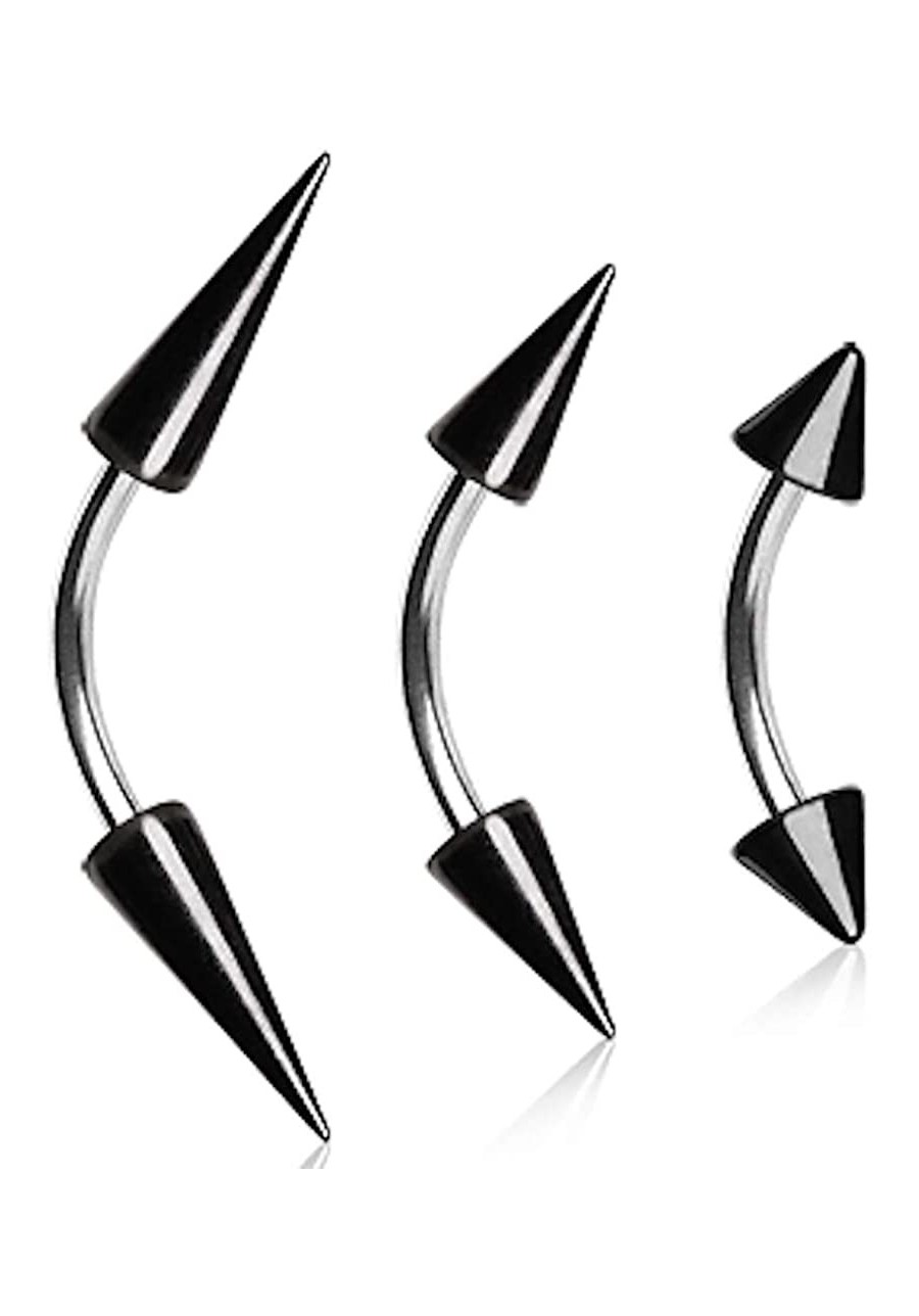 316L Surgical Steel Curved Barbell with Black PVD Plated Spikes $12.15 Piercing Jewelry