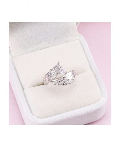 925 Sterling Silver Angel Wings CZ Ring Big Feather Ring Jewelry GIft For Women $18.04 Statement