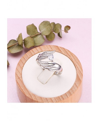 925 Sterling Silver Angel Wings CZ Ring Big Feather Ring Jewelry GIft For Women $18.04 Statement