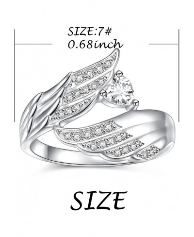 925 Sterling Silver Angel Wings CZ Ring Big Feather Ring Jewelry GIft For Women $18.04 Statement