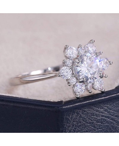 Fashionable 925 Sterling Silver Shiny Full Diamond Flower Ring Cubic Zirconia Ring Exquisite Ladies CZ Diamond Ring Eternal E...