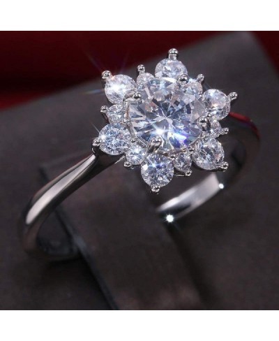 Fashionable 925 Sterling Silver Shiny Full Diamond Flower Ring Cubic Zirconia Ring Exquisite Ladies CZ Diamond Ring Eternal E...