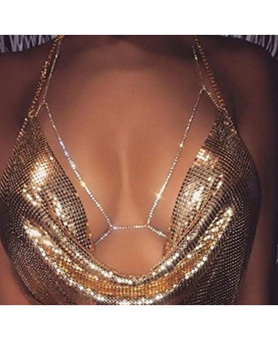 Rhinestone Bra Chain Gold Crystal Body Chain Sexy Body Jewelry for Women $12.15 Body Chains