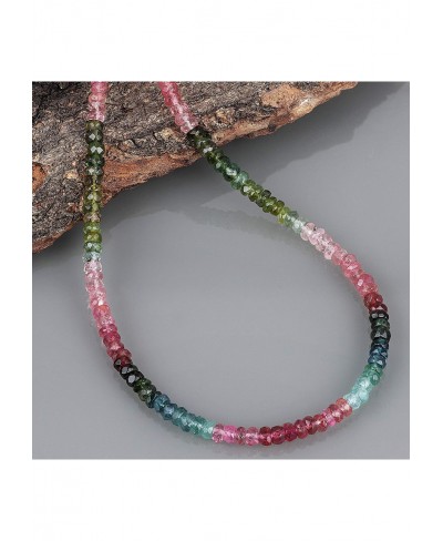 Multi Tourmaline Faceted Rondelle Necklace Multi Color Necklace All Purpose Piece Semi Precious Gemstone Engagement Gift $28....