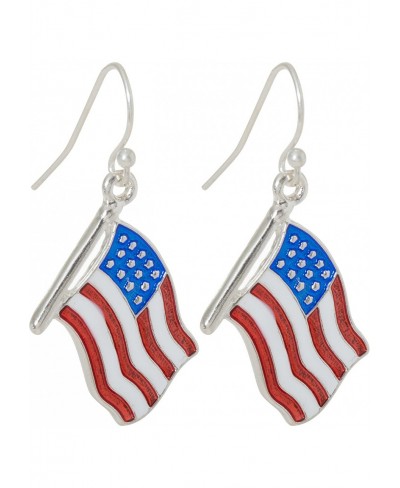 Patriotic American Flag Dangling Fish Hook Earrings $9.30 Drop & Dangle