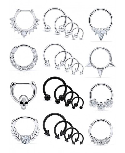 Hinged Septum Rings Clicker 16G Stainless Steel Septum Nose Rings Hoop Body Piercing Jewelry for Women Men $17.77 Piercing Je...