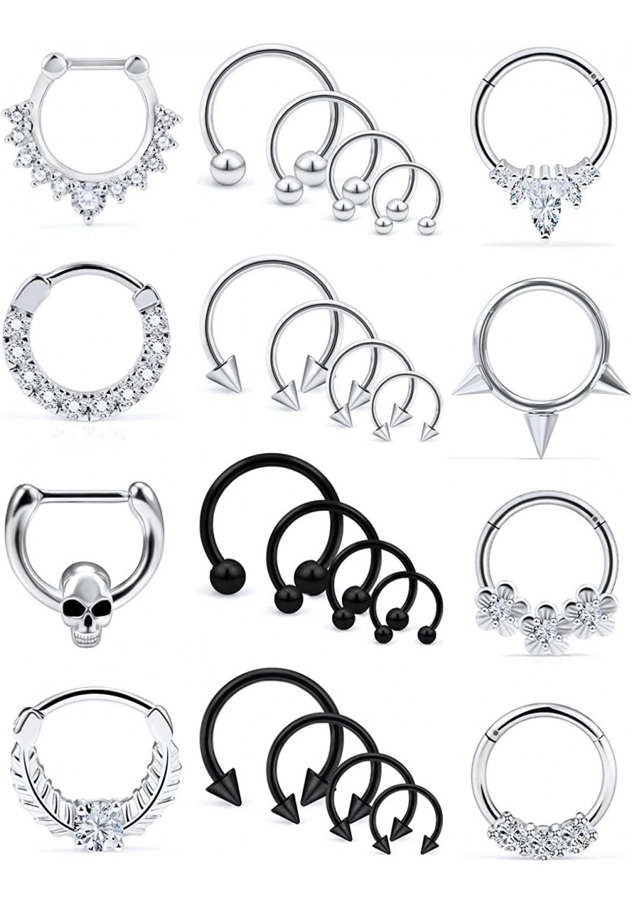 Hinged Septum Rings Clicker 16G Stainless Steel Septum Nose Rings Hoop Body Piercing Jewelry for Women Men $17.77 Piercing Je...