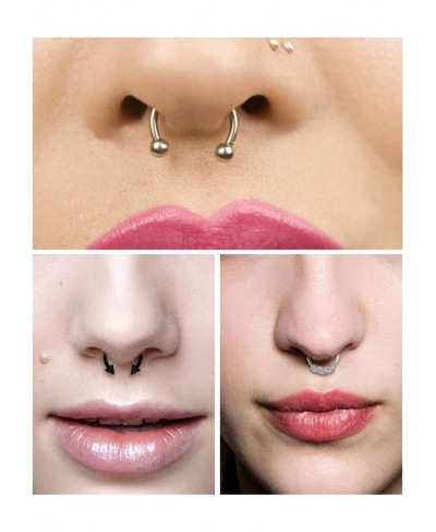 Hinged Septum Rings Clicker 16G Stainless Steel Septum Nose Rings Hoop Body Piercing Jewelry for Women Men $17.77 Piercing Je...