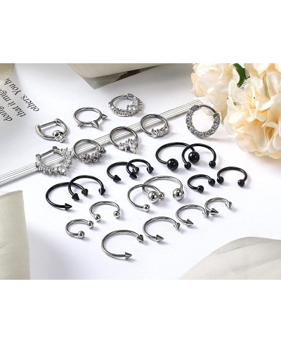 Hinged Septum Rings Clicker 16G Stainless Steel Septum Nose Rings Hoop Body Piercing Jewelry for Women Men $17.77 Piercing Je...