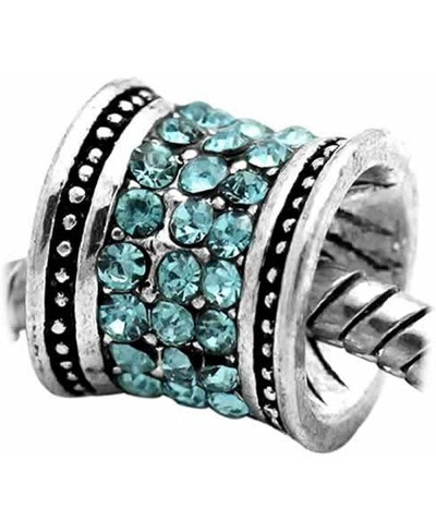 Blue December Birthstone Rhinestones Charm Spacer Bead Stopper for European Bracelets $26.16 Charms & Charm Bracelets