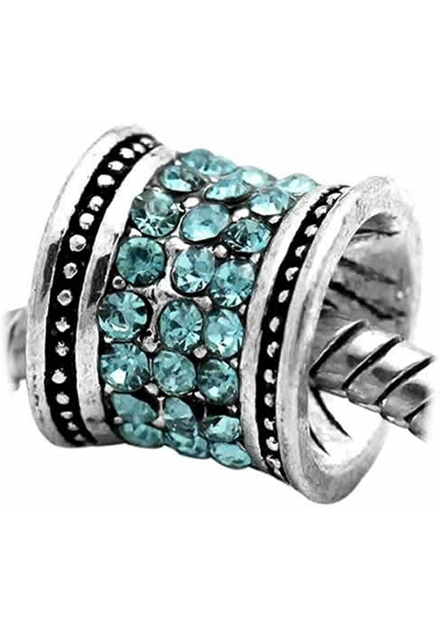 Blue December Birthstone Rhinestones Charm Spacer Bead Stopper for European Bracelets $26.16 Charms & Charm Bracelets