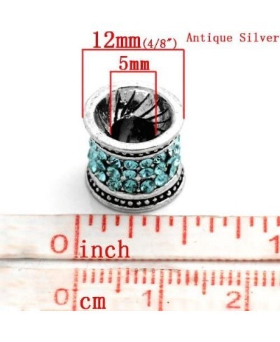 Blue December Birthstone Rhinestones Charm Spacer Bead Stopper for European Bracelets $26.16 Charms & Charm Bracelets