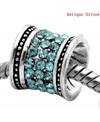 Blue December Birthstone Rhinestones Charm Spacer Bead Stopper for European Bracelets $26.16 Charms & Charm Bracelets