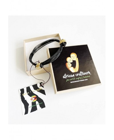 African Elephant Knot Bracelet - 2 Knot BLACK and GOLD Color Metal V2 made in Zimbabwe 2knotblkngoldv1 $25.14 Strand