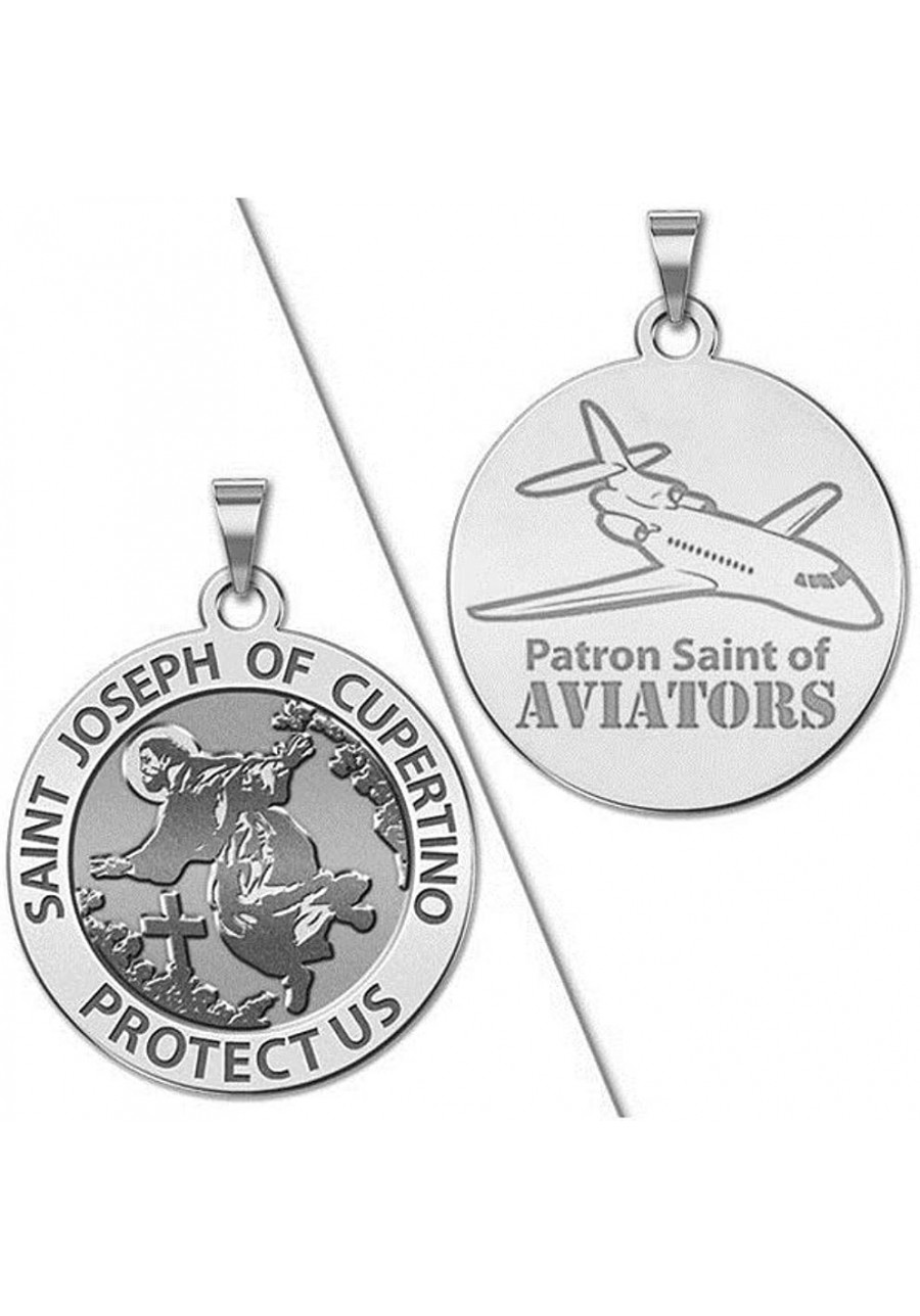 Saint Joseph of Cupertino Aviator Religious Medal - 2/3 Inch Size of Dime Sterling Silver $29.98 Pendants & Coins