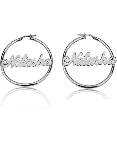 925 Sterling Silver Personalized Simple Hoop Name Earrings Custom Nameplate Earring $40.98 Hoop