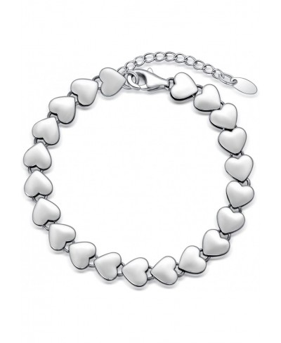 Heart Bracelet Sterling Silver Adjustable Heart Bracelet for Women Girl $48.90 Link