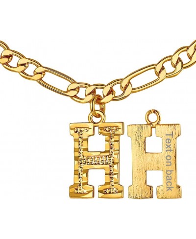 Gold Initial Figaro Chain Necklace Custom Monogram Letter Choker Necklaces 16"+2" Adjustable $18.90 Pendant Necklaces