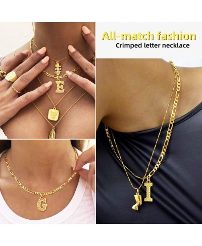 Gold Initial Figaro Chain Necklace Custom Monogram Letter Choker Necklaces 16"+2" Adjustable $18.90 Pendant Necklaces