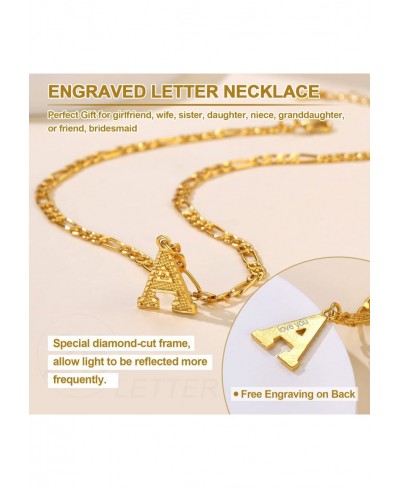 Gold Initial Figaro Chain Necklace Custom Monogram Letter Choker Necklaces 16"+2" Adjustable $18.90 Pendant Necklaces