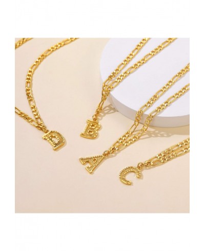 Gold Initial Figaro Chain Necklace Custom Monogram Letter Choker Necklaces 16"+2" Adjustable $18.90 Pendant Necklaces