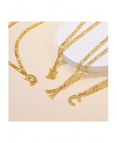 Gold Initial Figaro Chain Necklace Custom Monogram Letter Choker Necklaces 16"+2" Adjustable $18.90 Pendant Necklaces