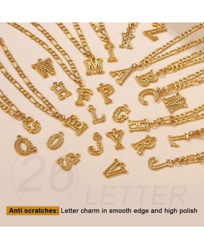 Gold Initial Figaro Chain Necklace Custom Monogram Letter Choker Necklaces 16"+2" Adjustable $18.90 Pendant Necklaces