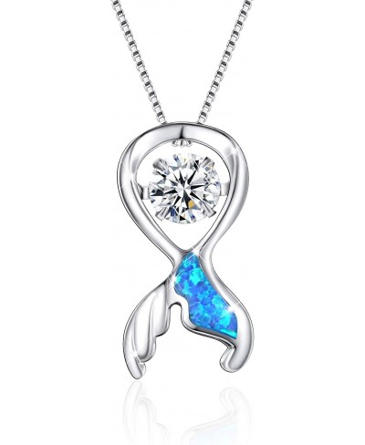 Dancing Heart Necklace for Women 925 Sterling Silver Created Opal Pendant Necklace for Women Gifts for Girl $27.15 Pendant Ne...