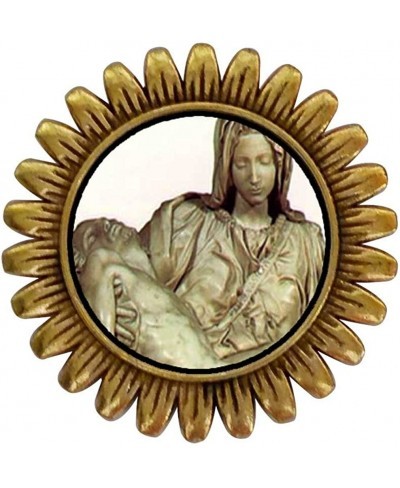 Ancient Style Gold-Plated Michelangelo La Pieta Art Sunflower Pins Brooch $23.67 Brooches & Pins