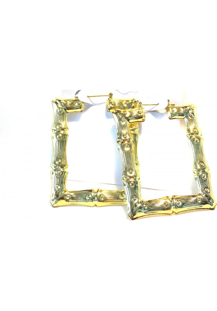 Bamboo Square Earrings Rectangle Gold Tone Bamboo Earrings $7.89 Hoop