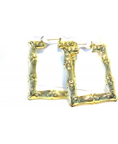 Bamboo Square Earrings Rectangle Gold Tone Bamboo Earrings $7.89 Hoop